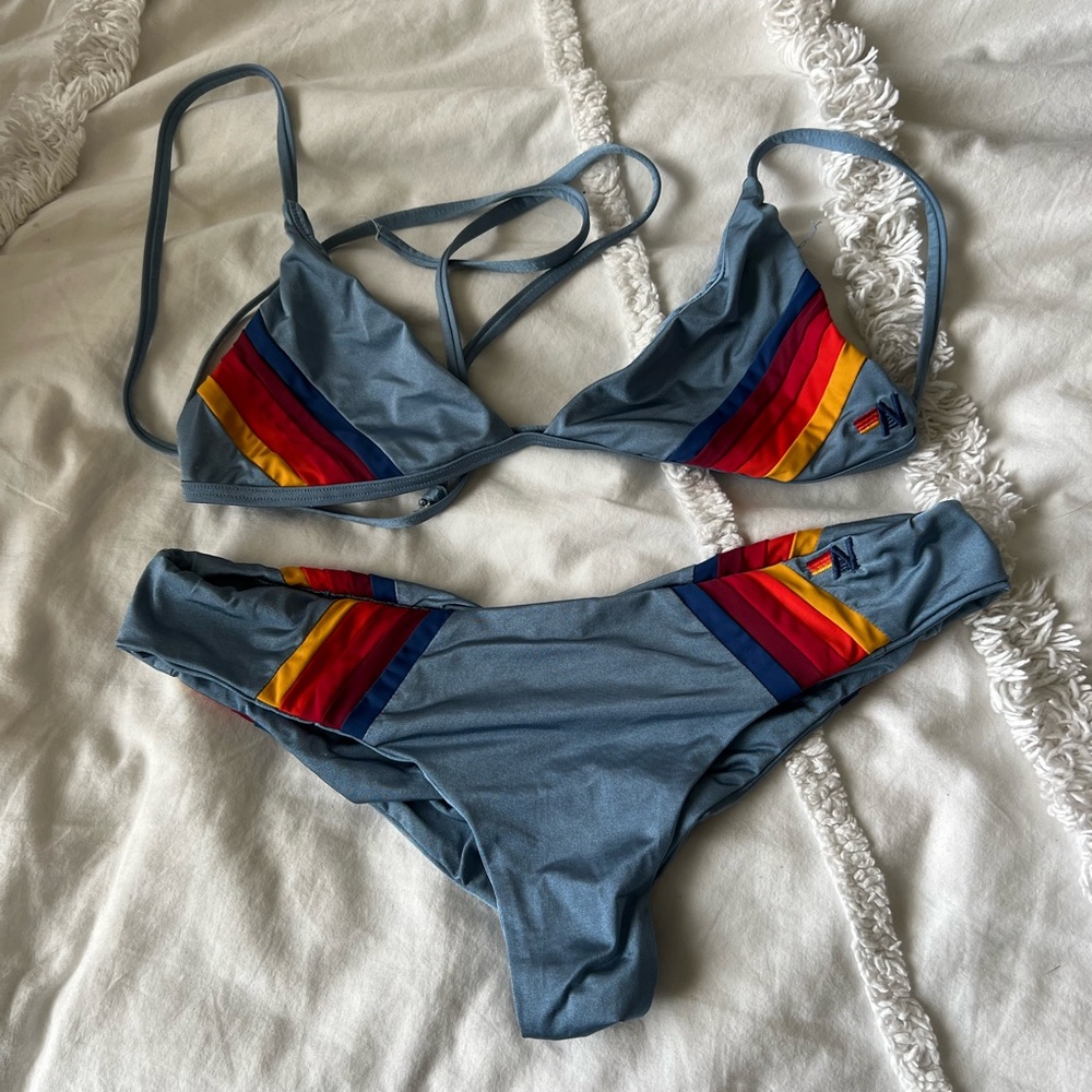 Aviator Nation 5 Stripe Bikini Set
